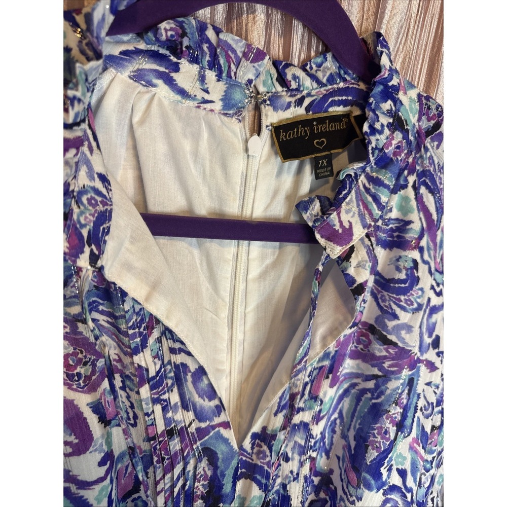 Kathy Ireland Fashion 360 Paradise Pleasure Jumpsuit Paisley Peacock Size 1X - Picture 5 of 16